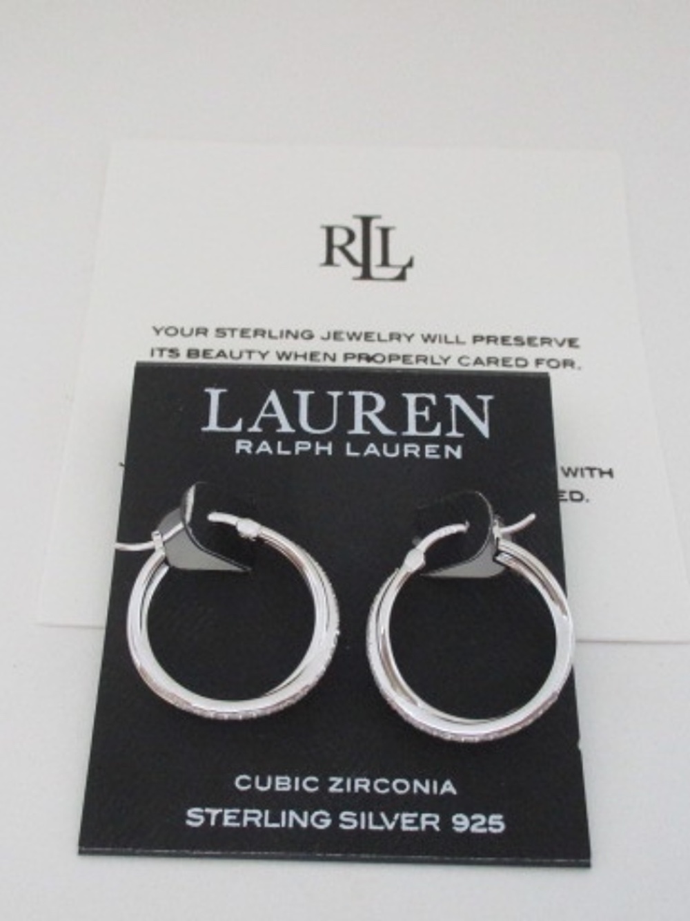RALPH LAUREN - Pavé Crisscross Hoop Earrings in Sterling Silver